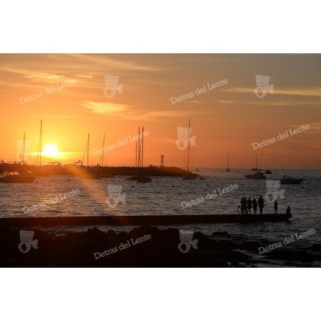 Personas, paisajes y puesta de sol