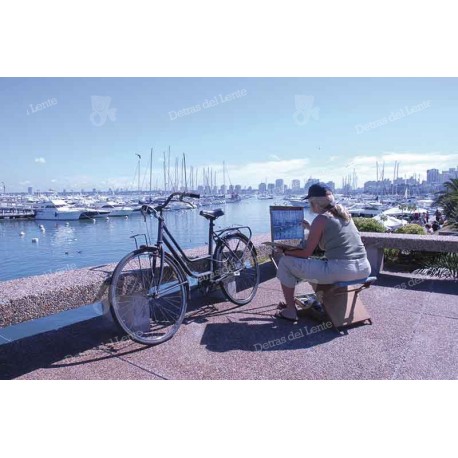 Artista pintando en el Puerto de Punta del Este